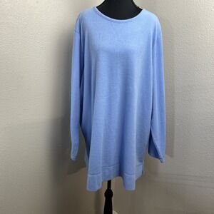 Woman Within Oversized Sweater Women's 1X Baby Blue Long Sleeve Fuzzy Super Soft